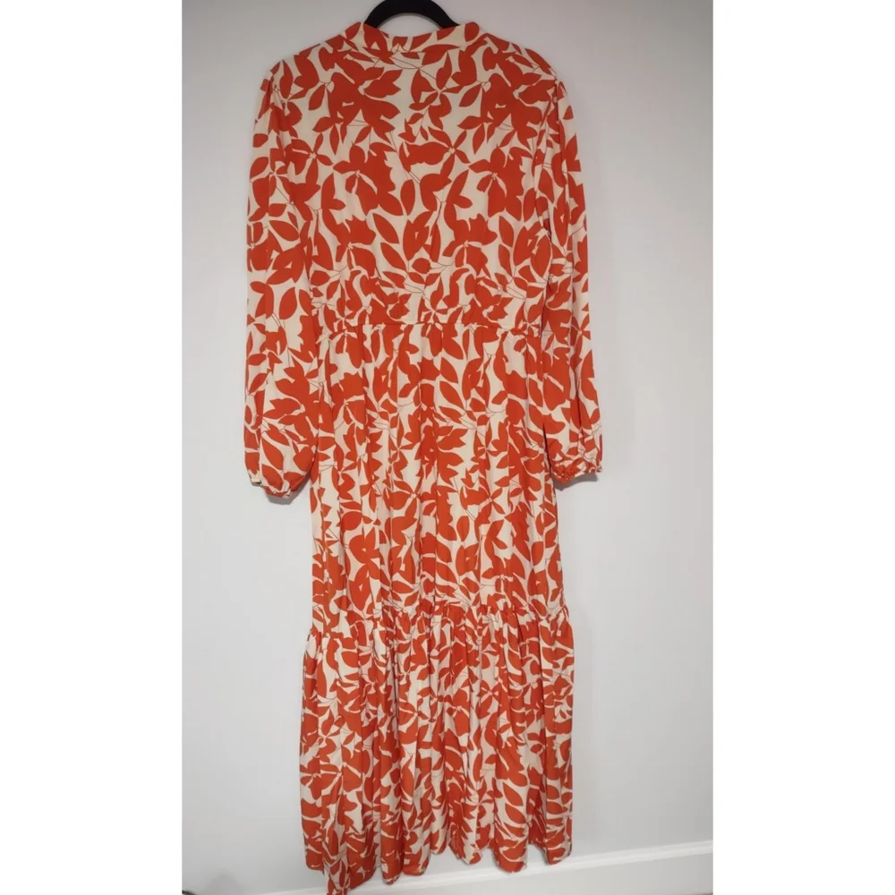 Rustty Dusty Printed Notched Long Sleeve Maxi Dress Size 1XL - Picture 9 of 14